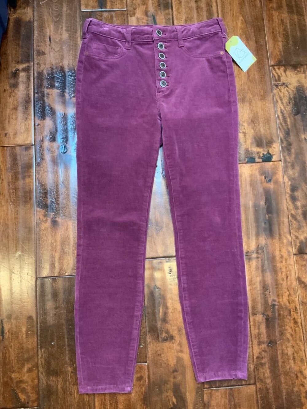 Pilcro Mulberry Purple Thin Wale Corduroy Pants Mid Rise Skinny, Sz 28, NWT $110